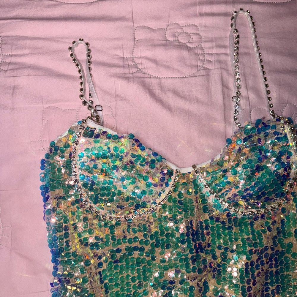 FASHION NOVA| Mermaid Kisses Sequin Mini Dress - Champagne - Picture 7 of 7